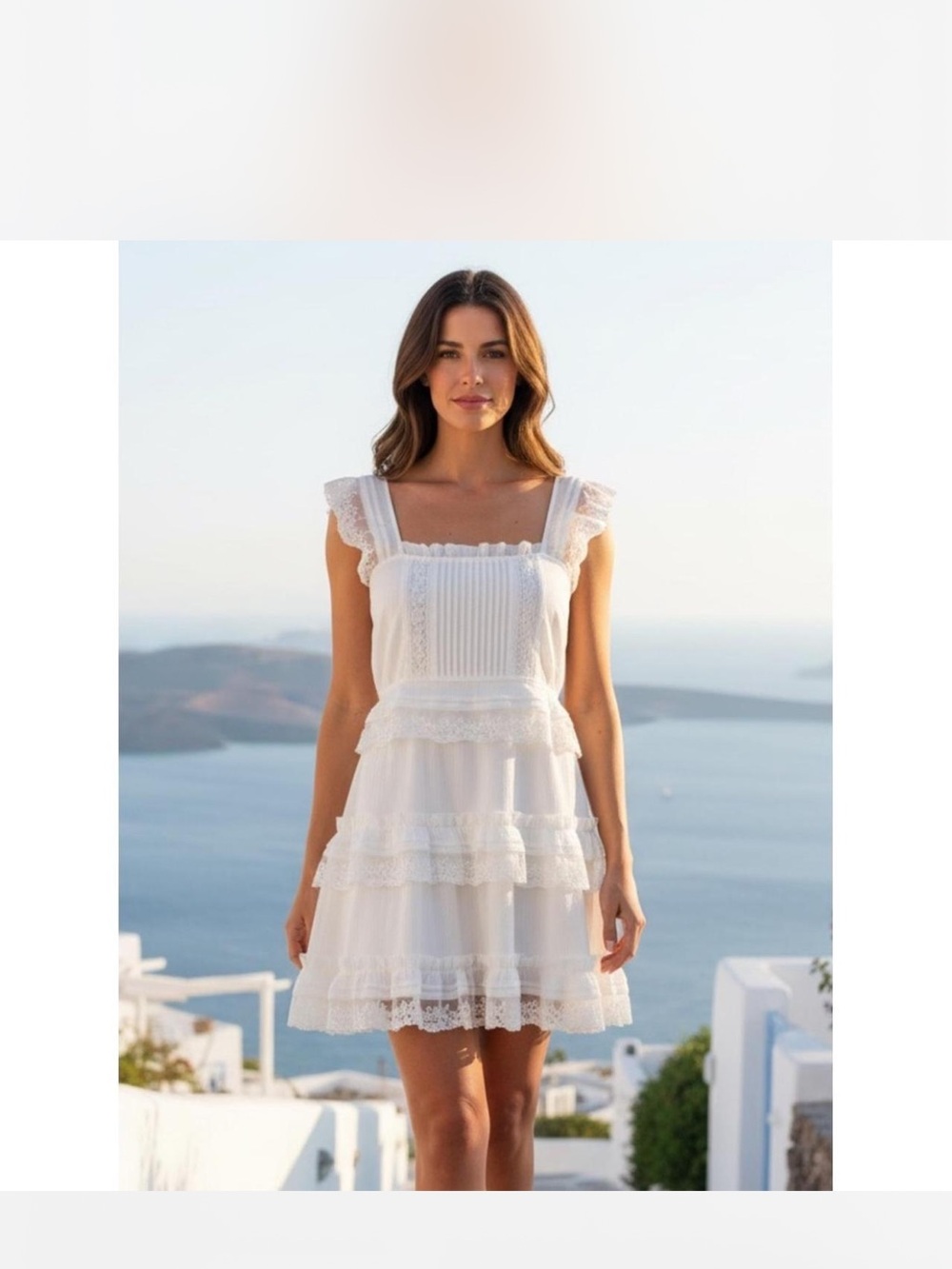 Altar'd State White Lace Ruffle Tiered Mini Dress